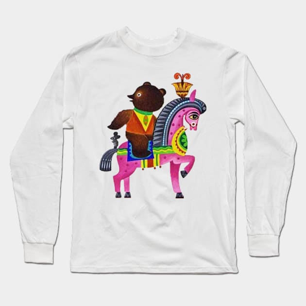 Bear on the hourse Long Sleeve T-Shirt by Taraslava Milasyk